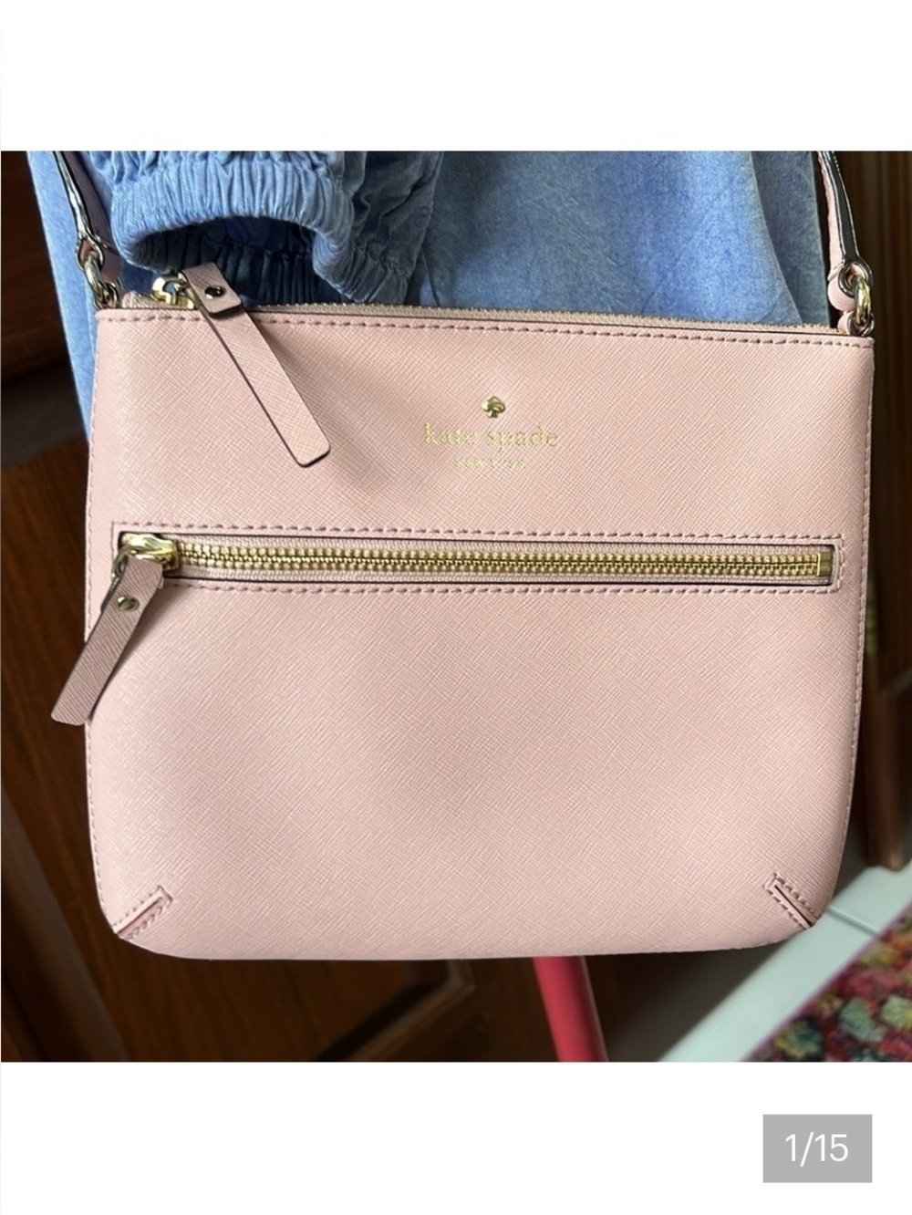 Kate Spade  Crossbody bag  blush pink NWOT  Saffiano leather   gold tone HW
